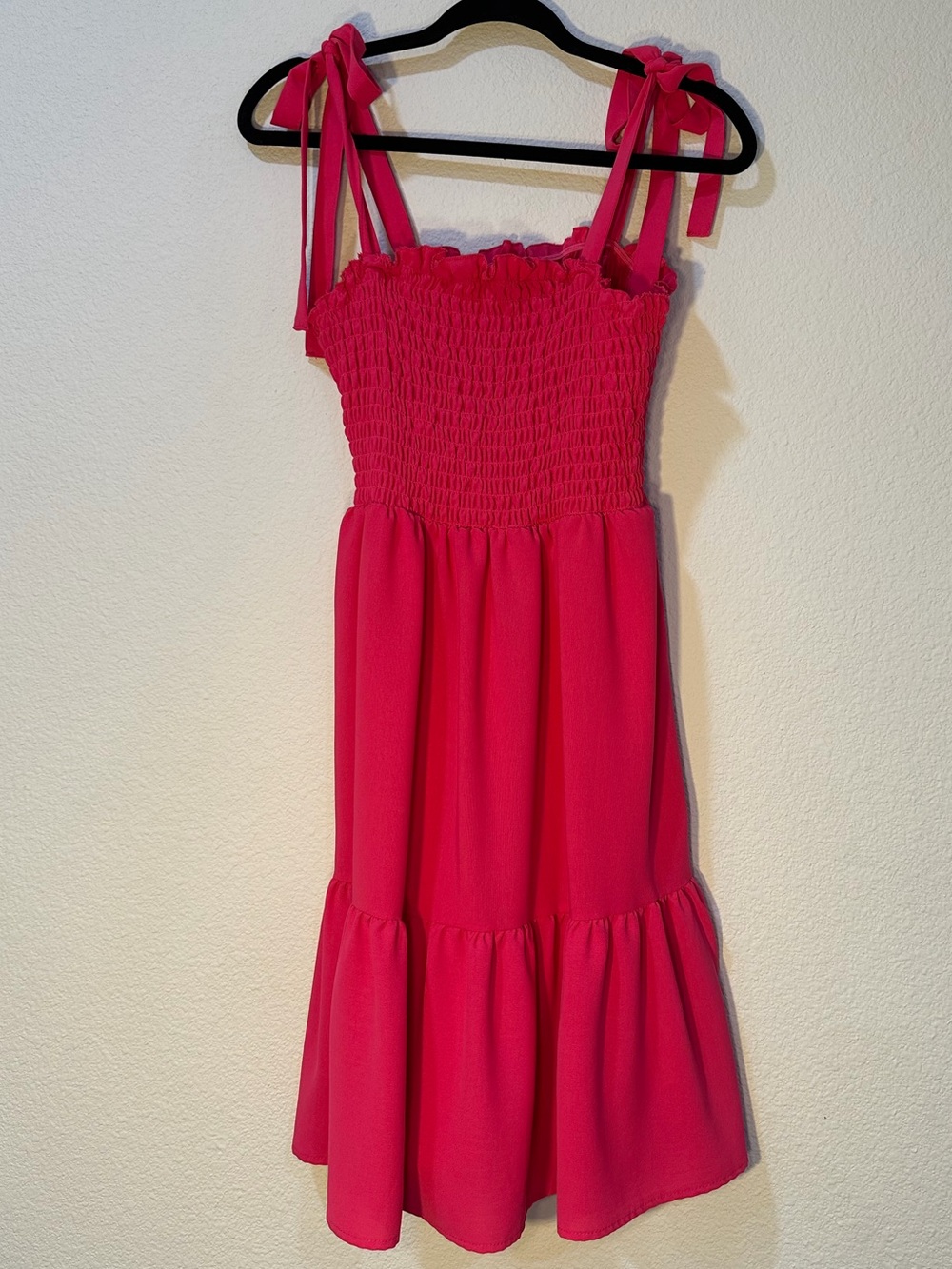Pink Tie-Shoulder Sundress